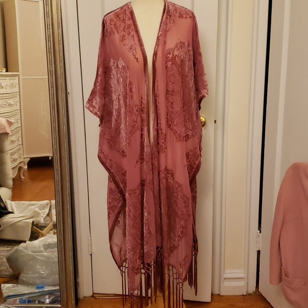 Rose Crushed Burnout Velvet Kimono 2X by Torrid